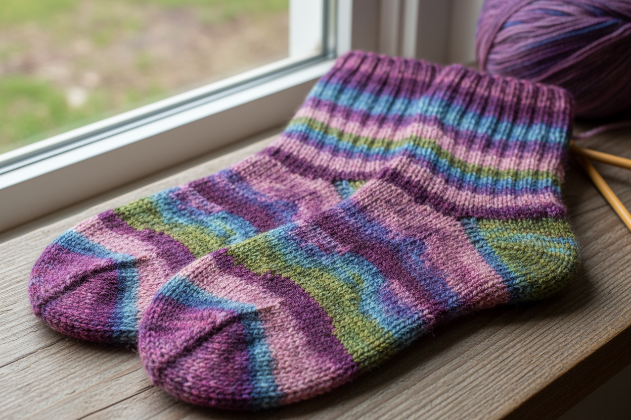 inspiring socks hand made with hand dyed yarn